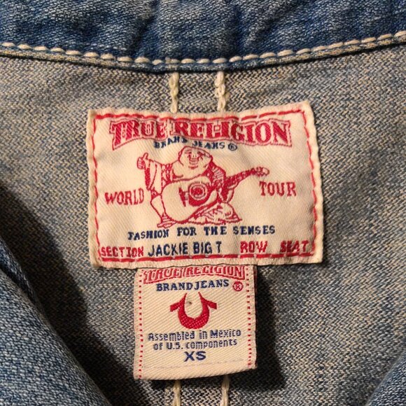 True Religion Jackie Big T Denim Jacket Women Size XS - Picture 2 of 6